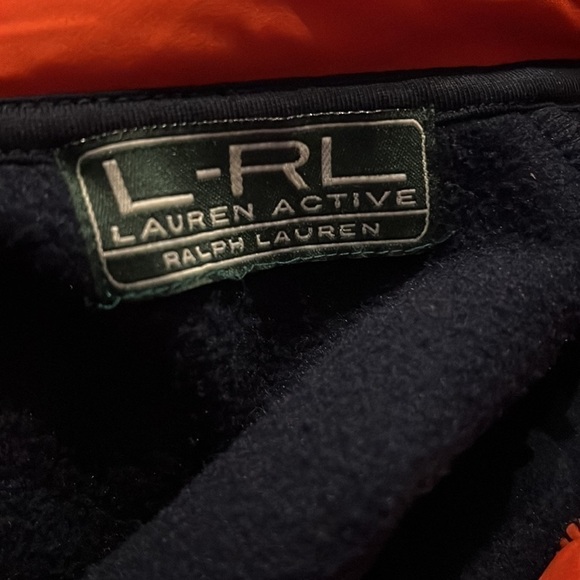 Ralph Lauren Jacket L-RL Women’s Small Active Orange Navy Quilted Fleece - Picture 3 of 3